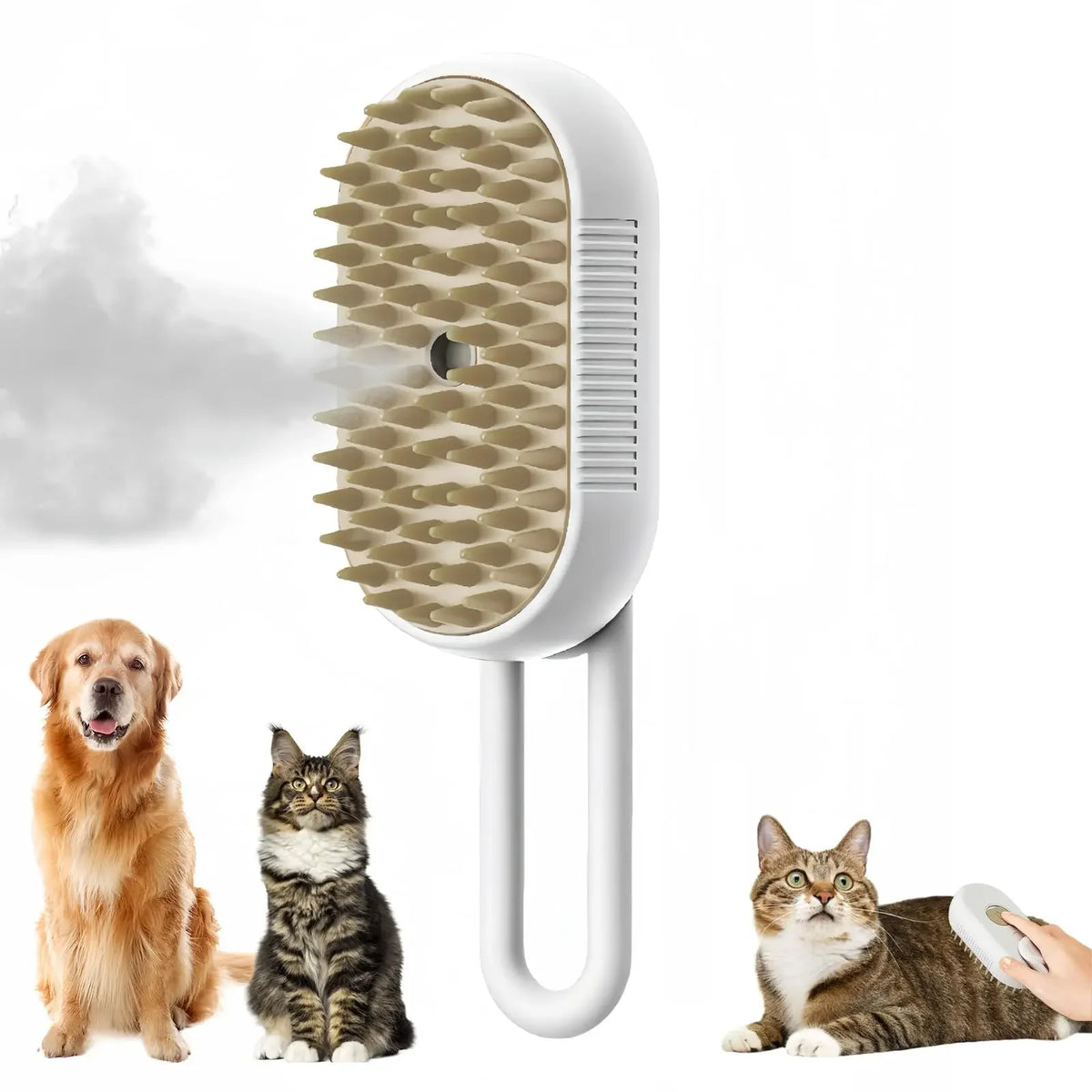 Brosse vapeur 3-en-1 pour chien & chat – Blanc