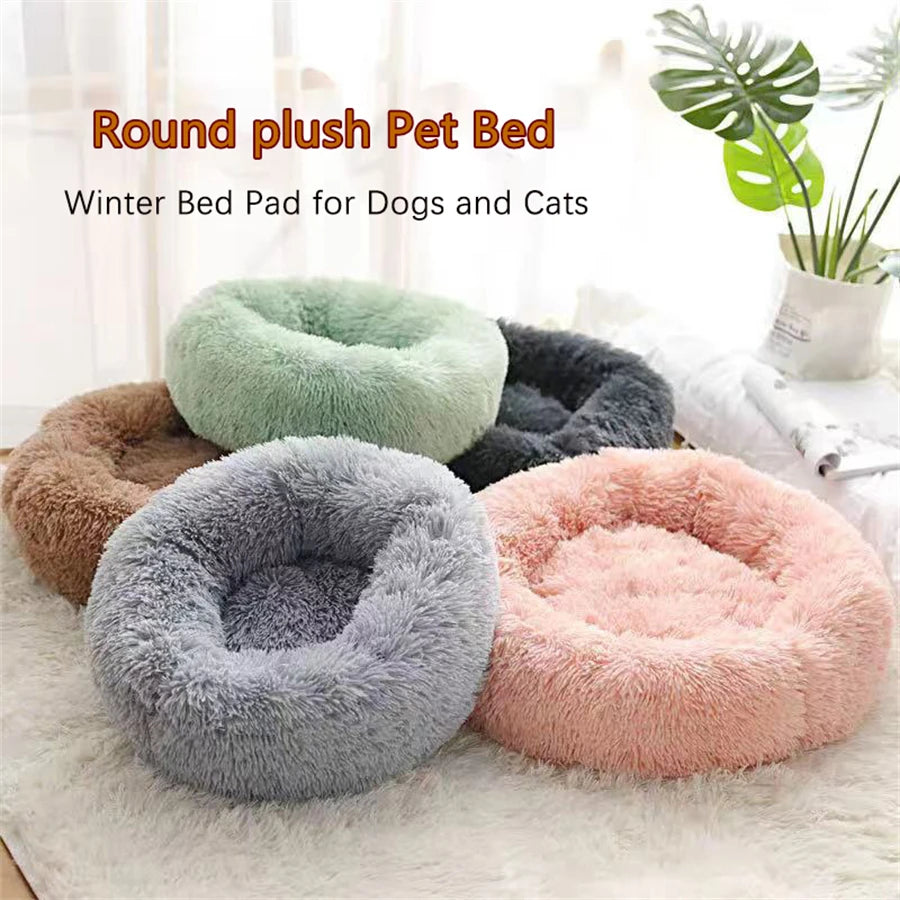 Coussin rond en peluche pour chien et chat