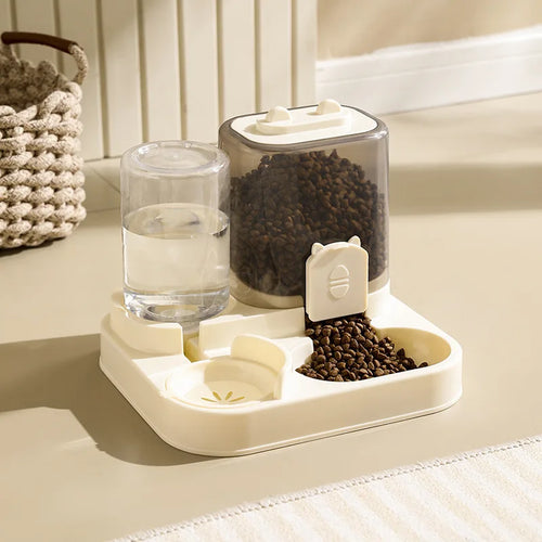 Distributeur de nourriture et fontaine à eau – Beige