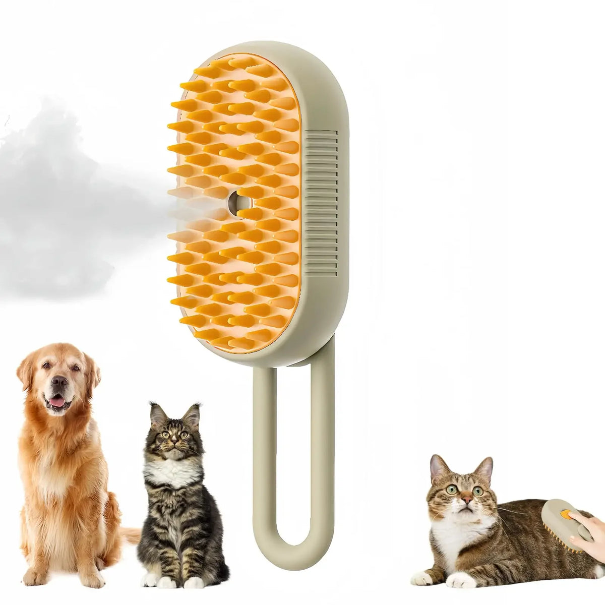 Brosse vapeur 3-en-1 pour chien & chat – Beige